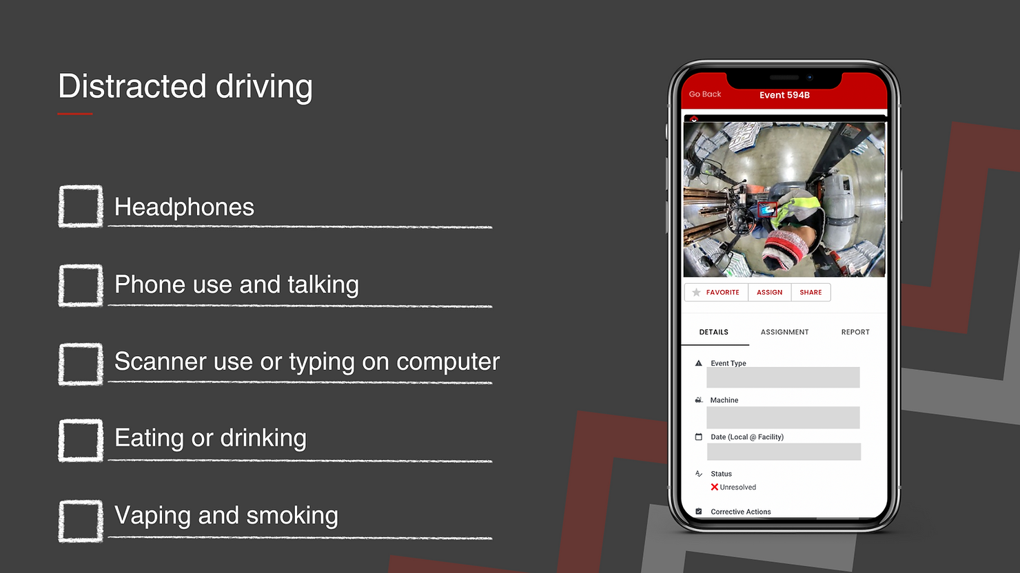 Distracted driving on a forklift