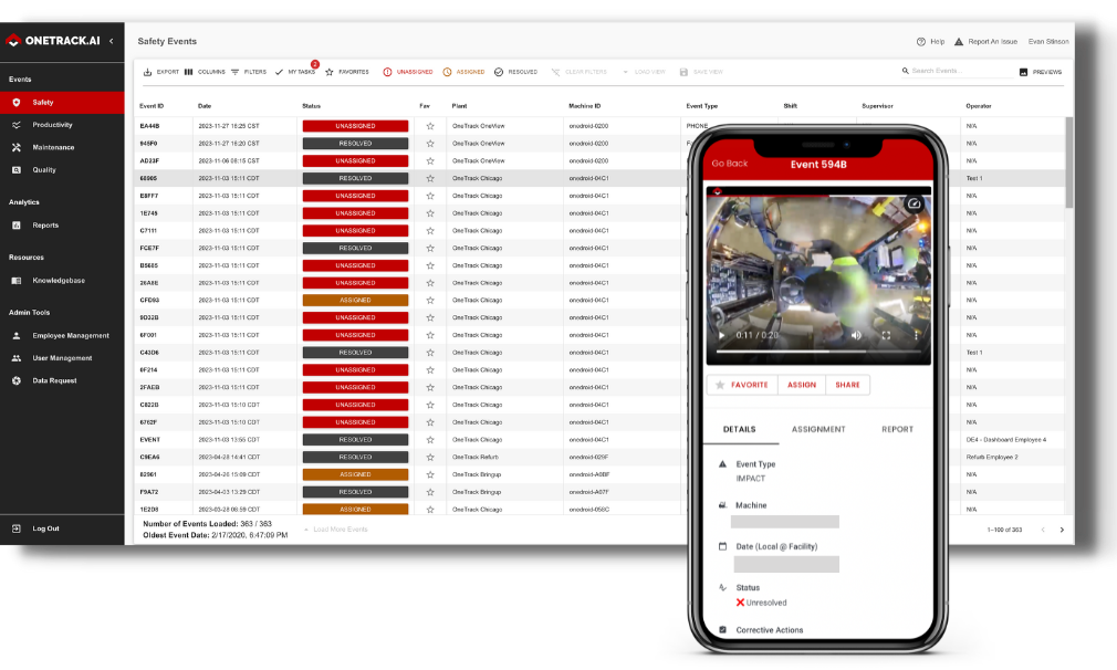 OneTrack AI forklift safety system
