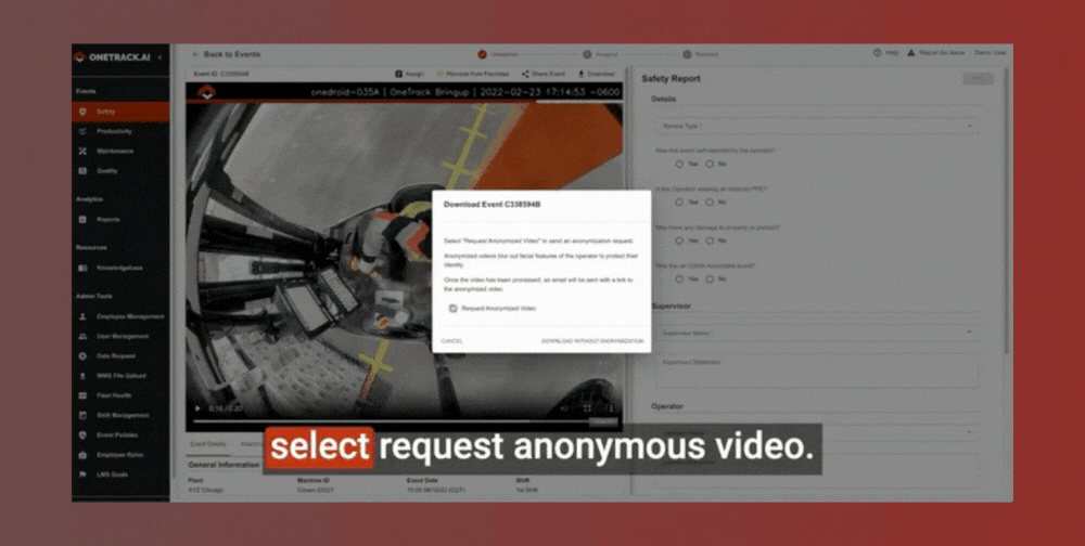 OneTrack anonymized events for coaching