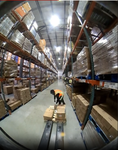Wide angle load facing camera on electric pallet jack